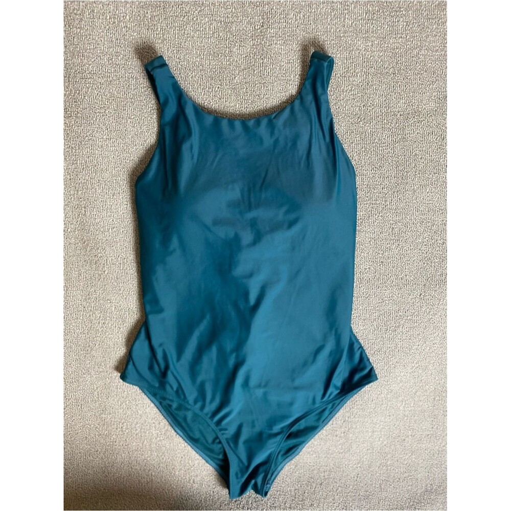 Eddie Bauer Women’s One Piece Full Coverage Teal Padded Swimsuit- Outdoor Hiking